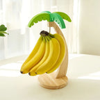 Wooden Banana Rack Hanging Kitchen Rack Simulated Leaf Decorative Fruit Vertical Storage Rack with Hook Kitchen Decoration